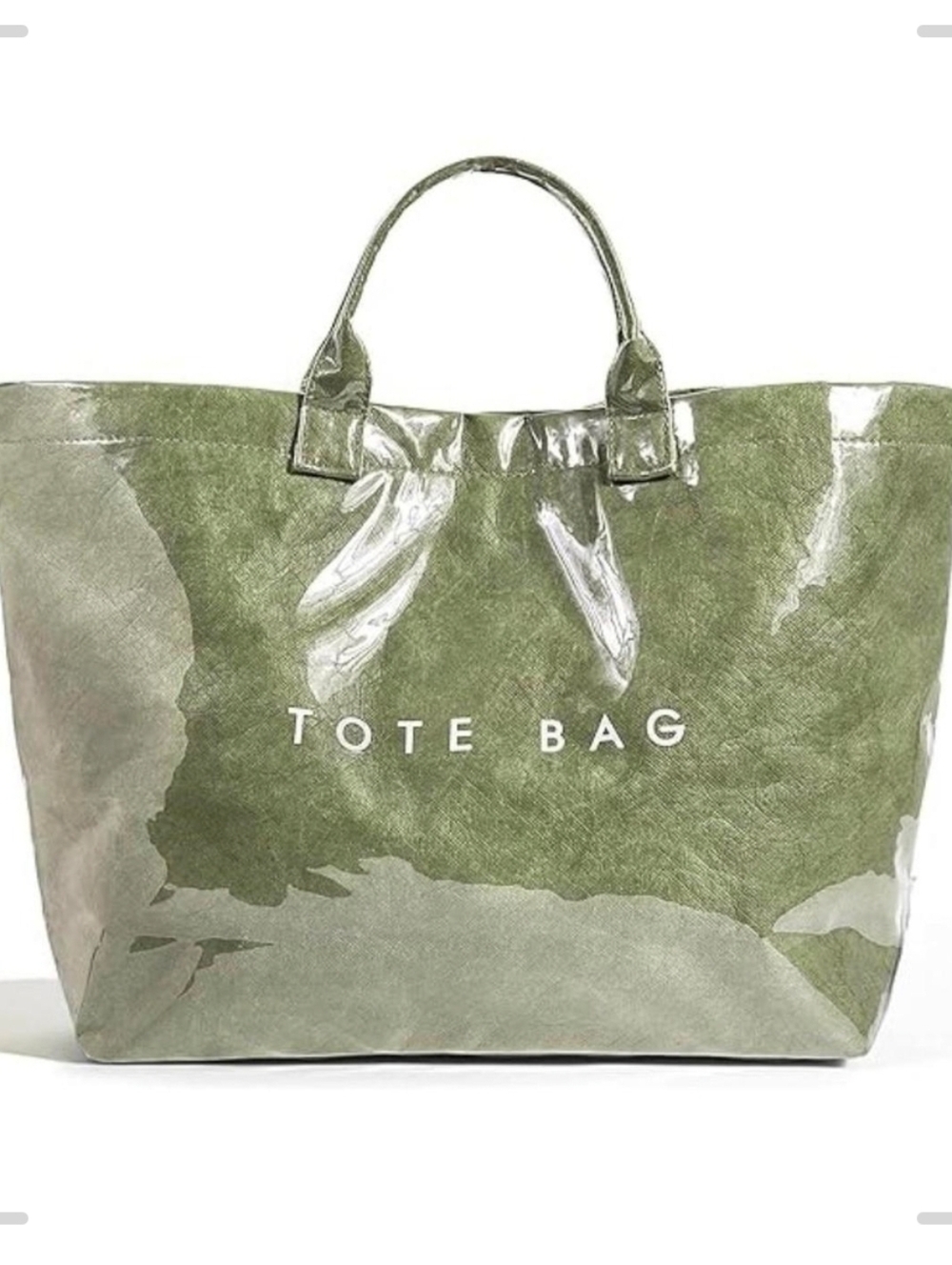 Green Tote Bag – Clear PVC Overlay Shoulder Tote